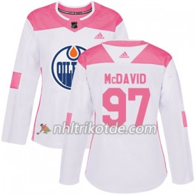 Edmonton Oilers Trikot Connor McDavid 97 Adidas 2017-2018 Weiß Pink Fashion Authentic - Dame